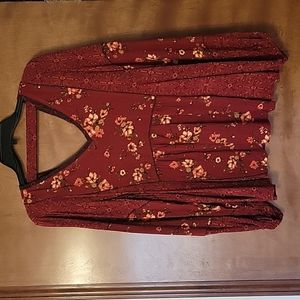 Maurices Floral Peasant Blouse, Size Large